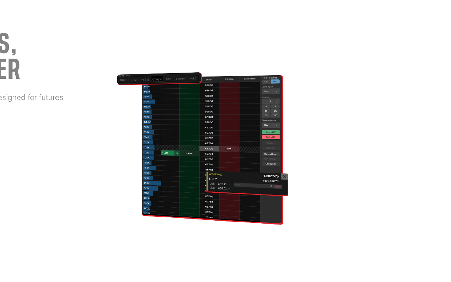 tastytrade desktop Ladder depth-of-market platform UI