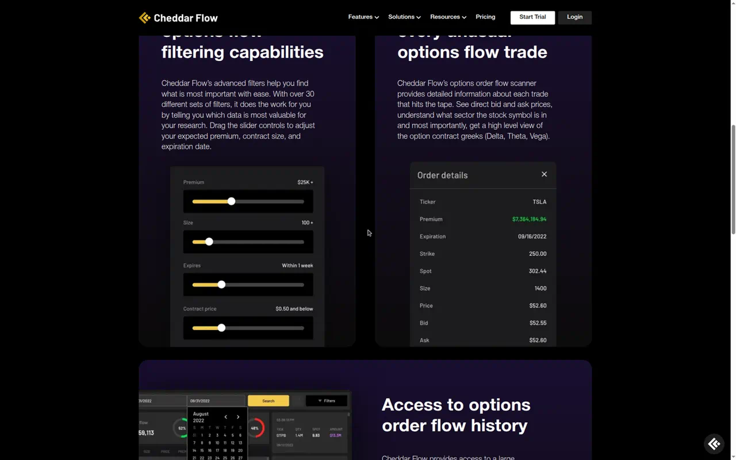 Cheddar Flow unusual options flow filters — how it works (captured 2026-09-18)
