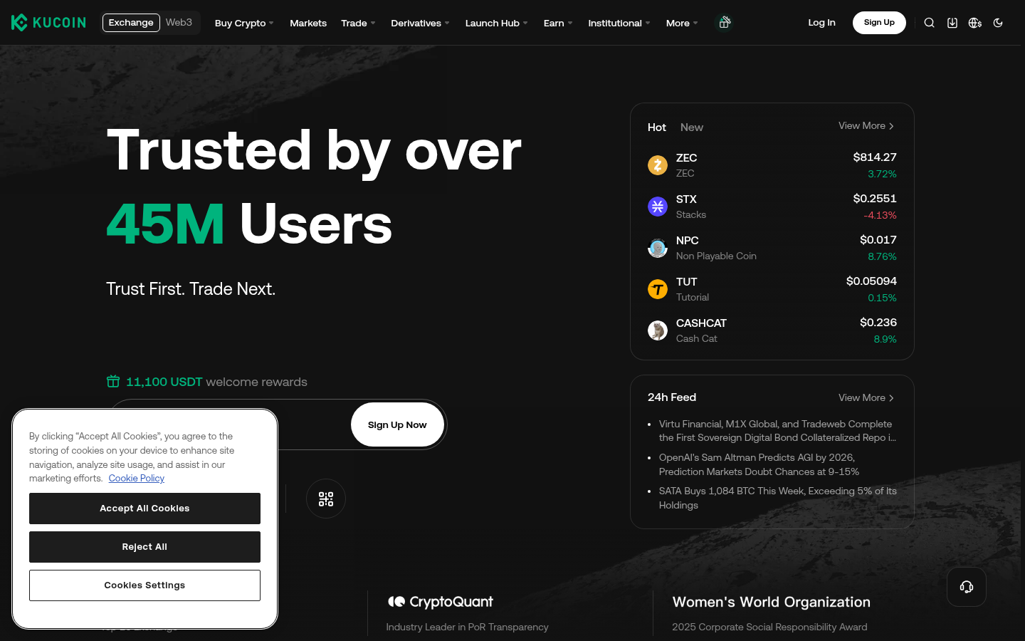KuCoin official homepage
