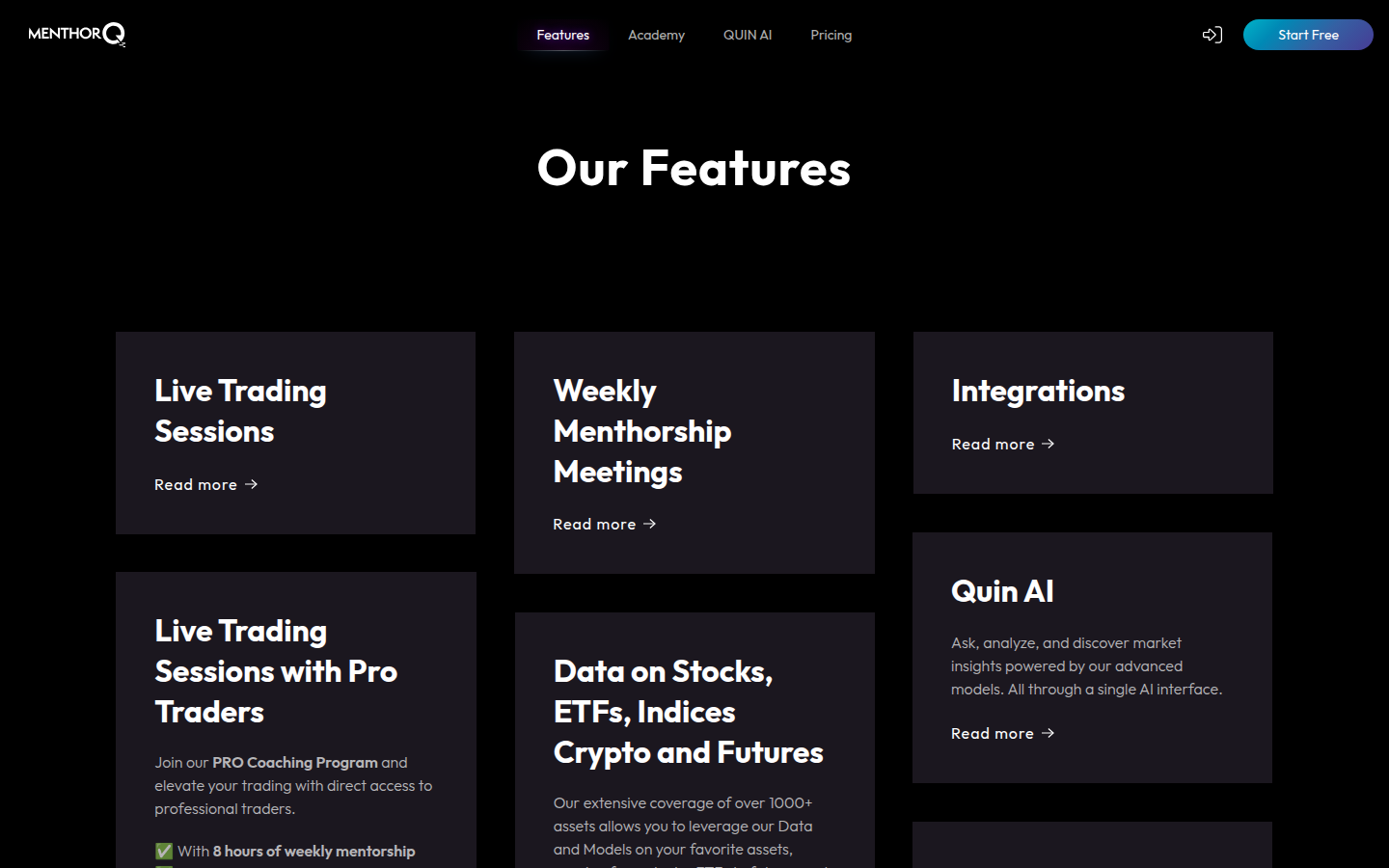 MenthorQ Features page: how it works (captured 2026-09-15)