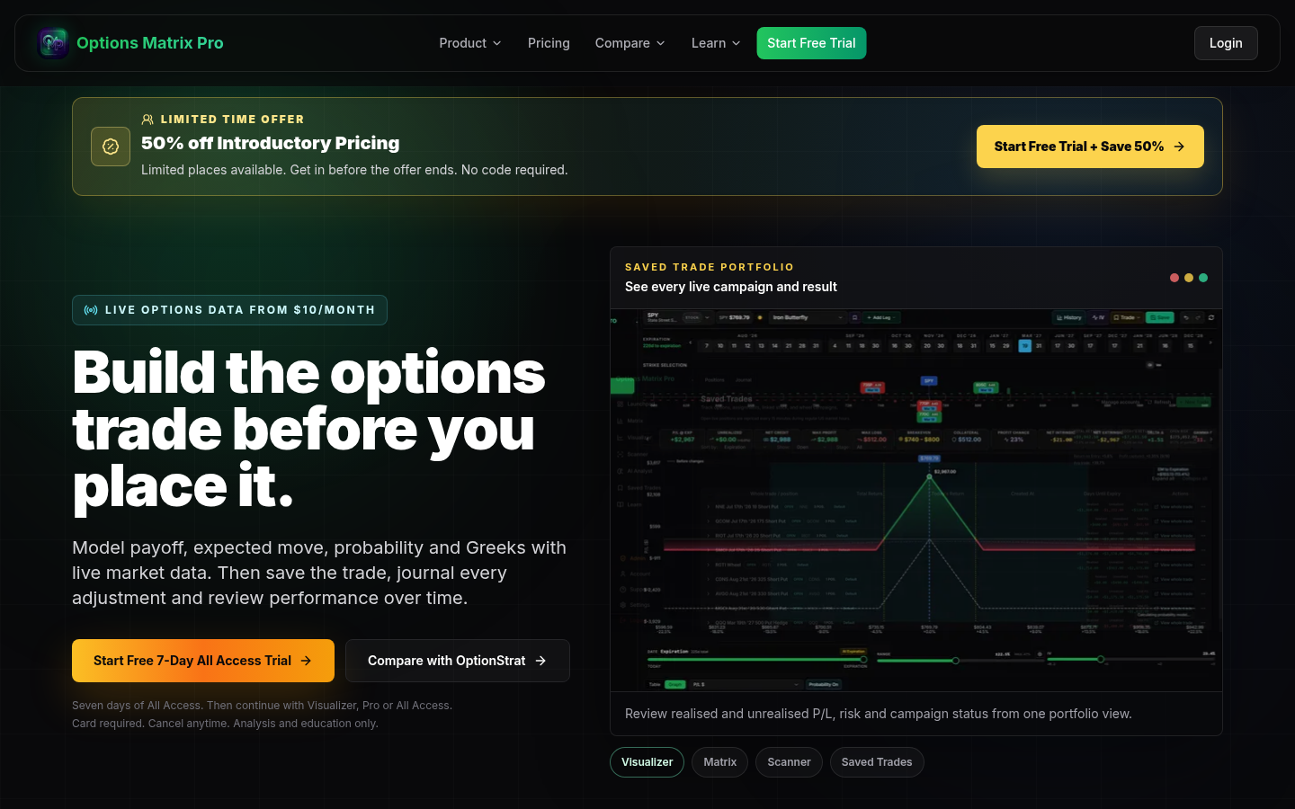 Options Matrix Pro official homepage