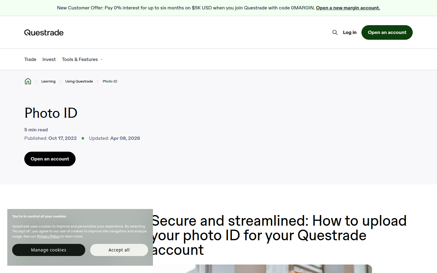 Questrade Photo ID / residency Help — how it compares framing (captured 2026-09-25)