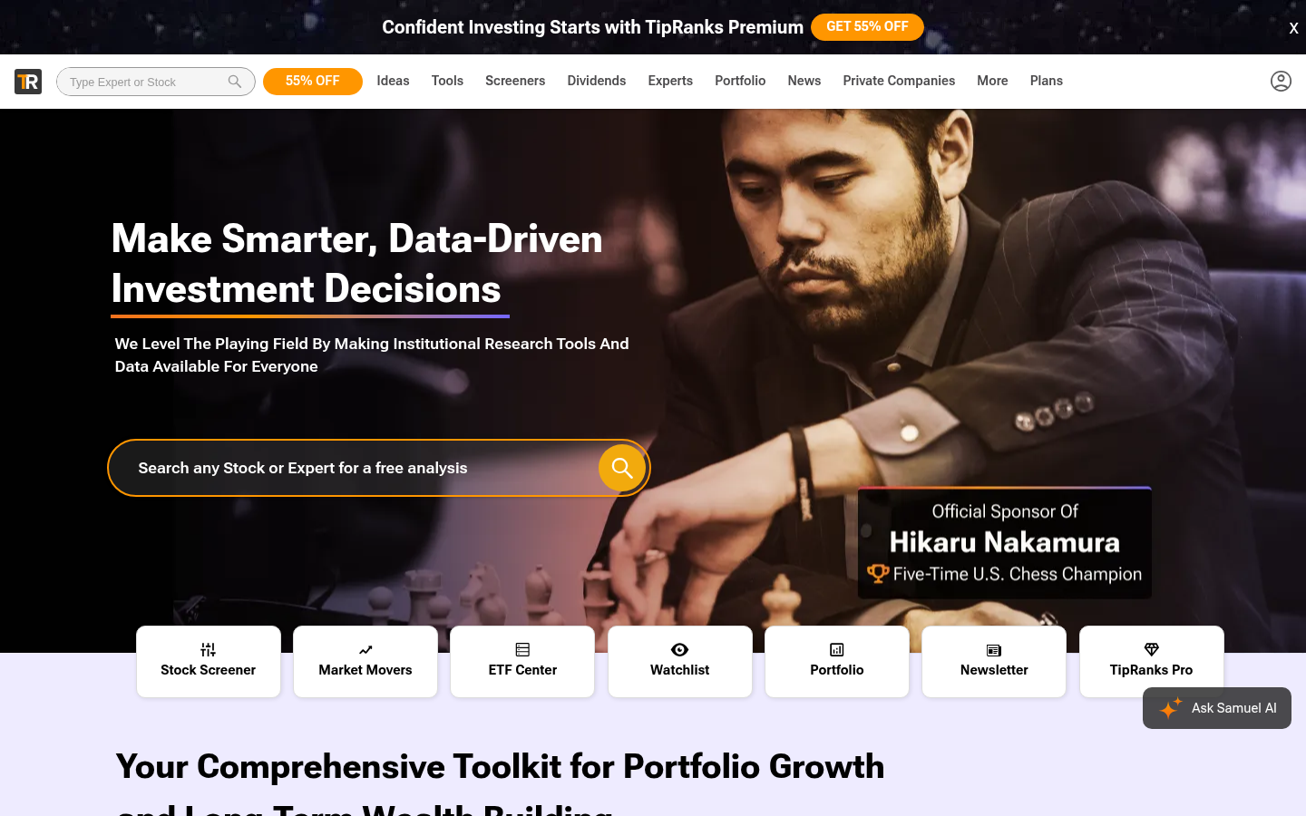 TipRanks official homepage
